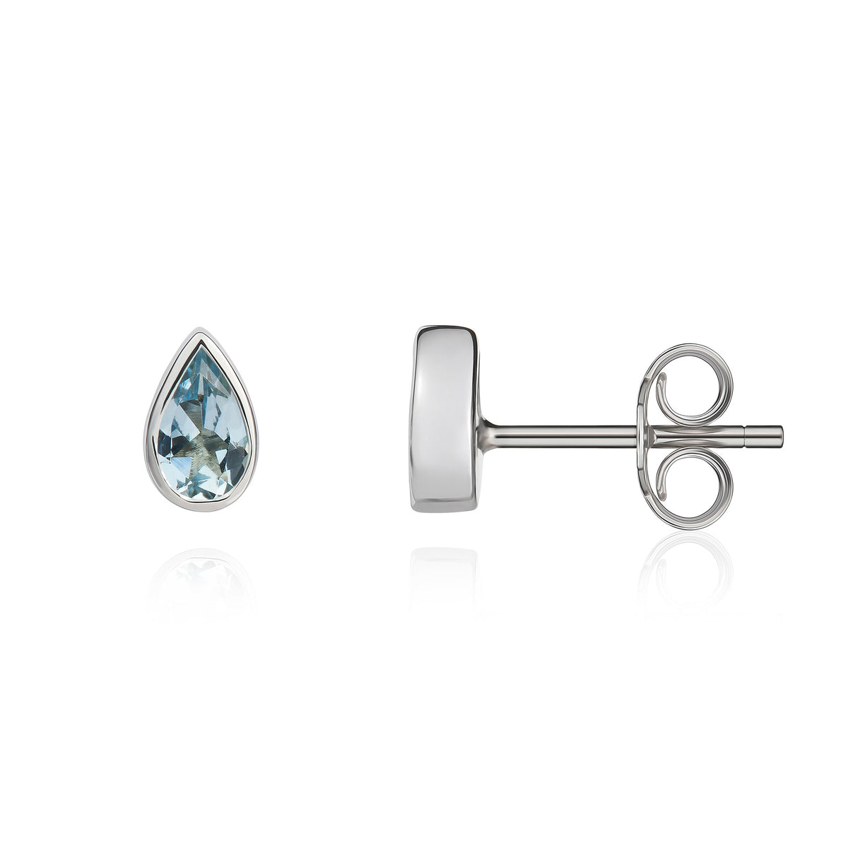 9CT WG 5X3 PEARSHAPE AQUA RUBOVER SET EARRINGS