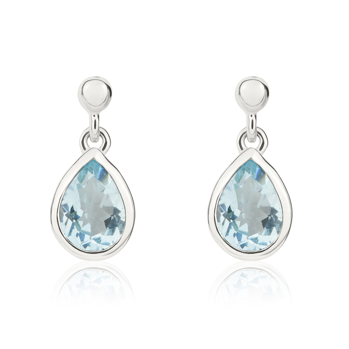 9CT WG 7X5 PEARSHAPE AQUA RUBOVER DROP EARRINGS WITH BEAD TOP