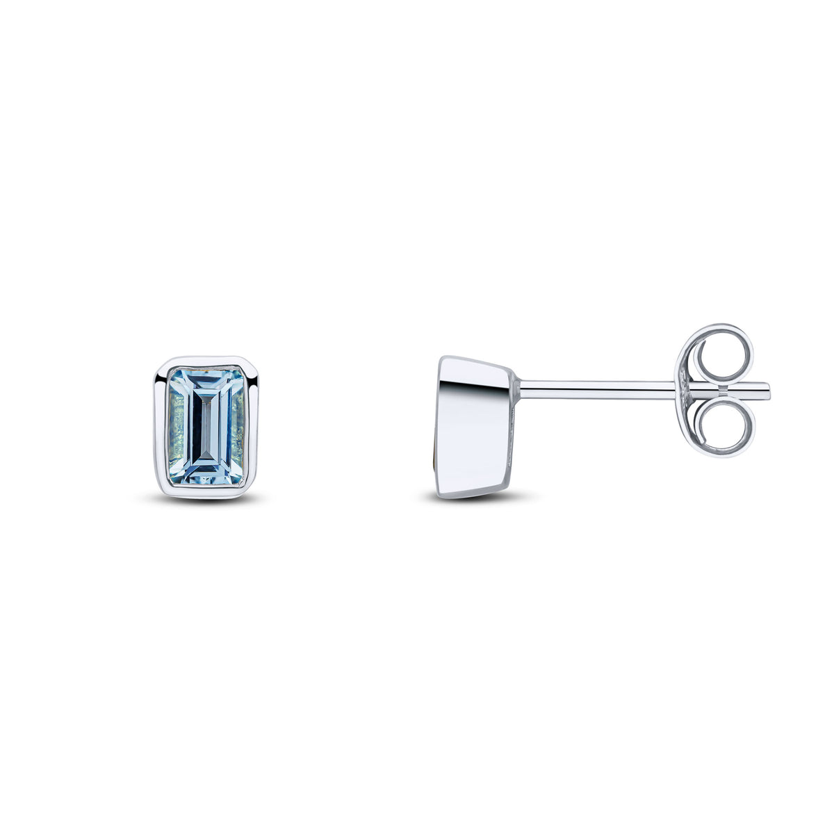 9CT WG 5X3 OCTAGON AQUA RUBOVER SET EARRINGS