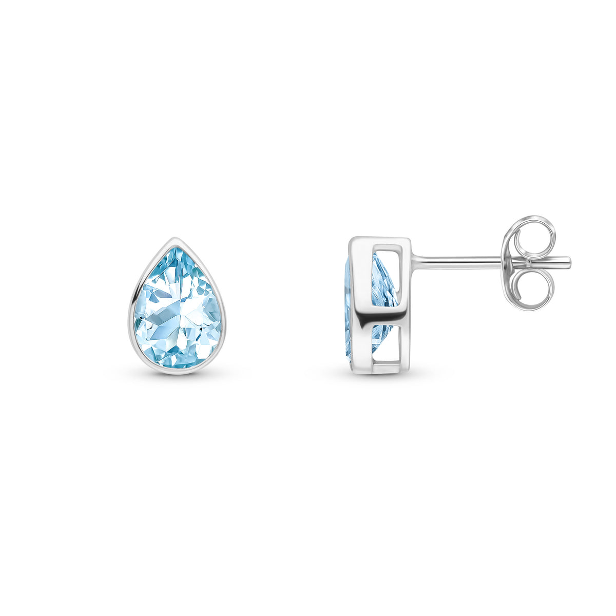 9CT WG 7X5 PEARSHAPE AQUA RUBOVER SET EARRINGS