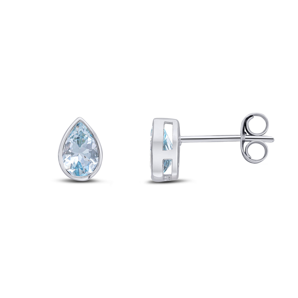 9CT WG 6X4 PEARSHAPE AQUA RUBOVER SET EARRINGS
