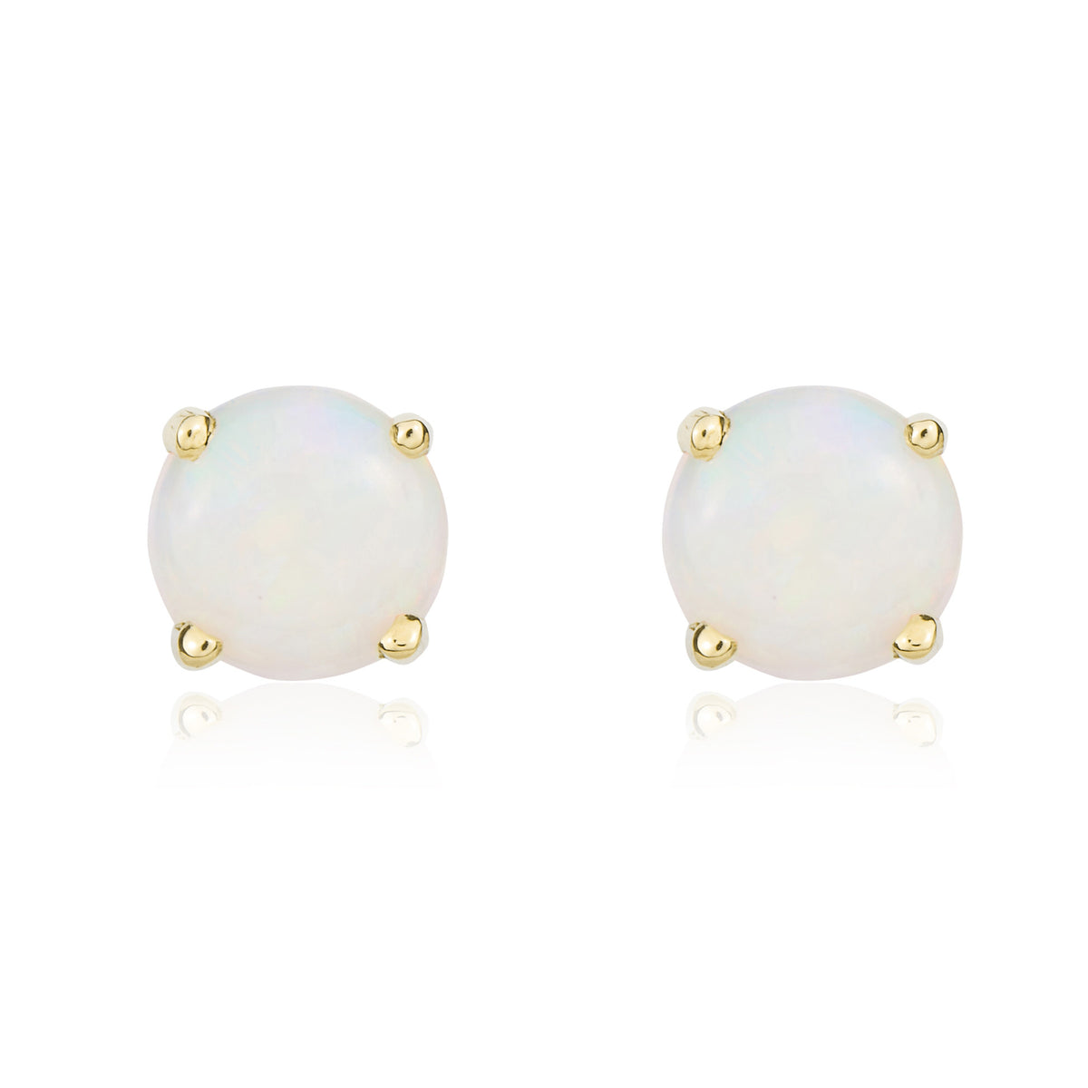 9CT YG 5MM ROUND OPAL CLAW SET EARRINGS