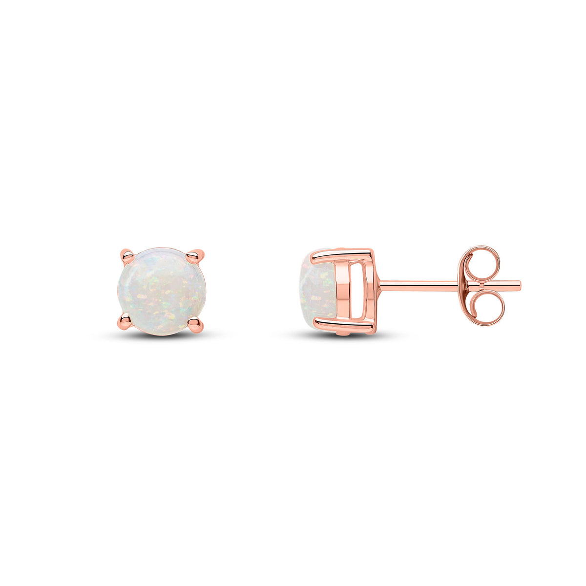 9CT RG 6MM ROUND OPAL 4 CLAW EARRINGS