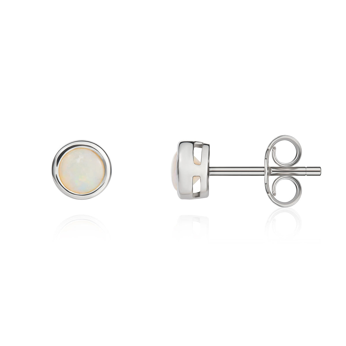 9CT WG 4MM ROUND OPAL RUBOVER STUD EARRINGS