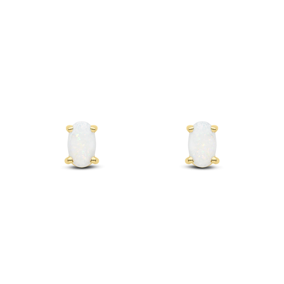 9CT YG 5X3 OVAL OPAL CLAW SET EARRINGS