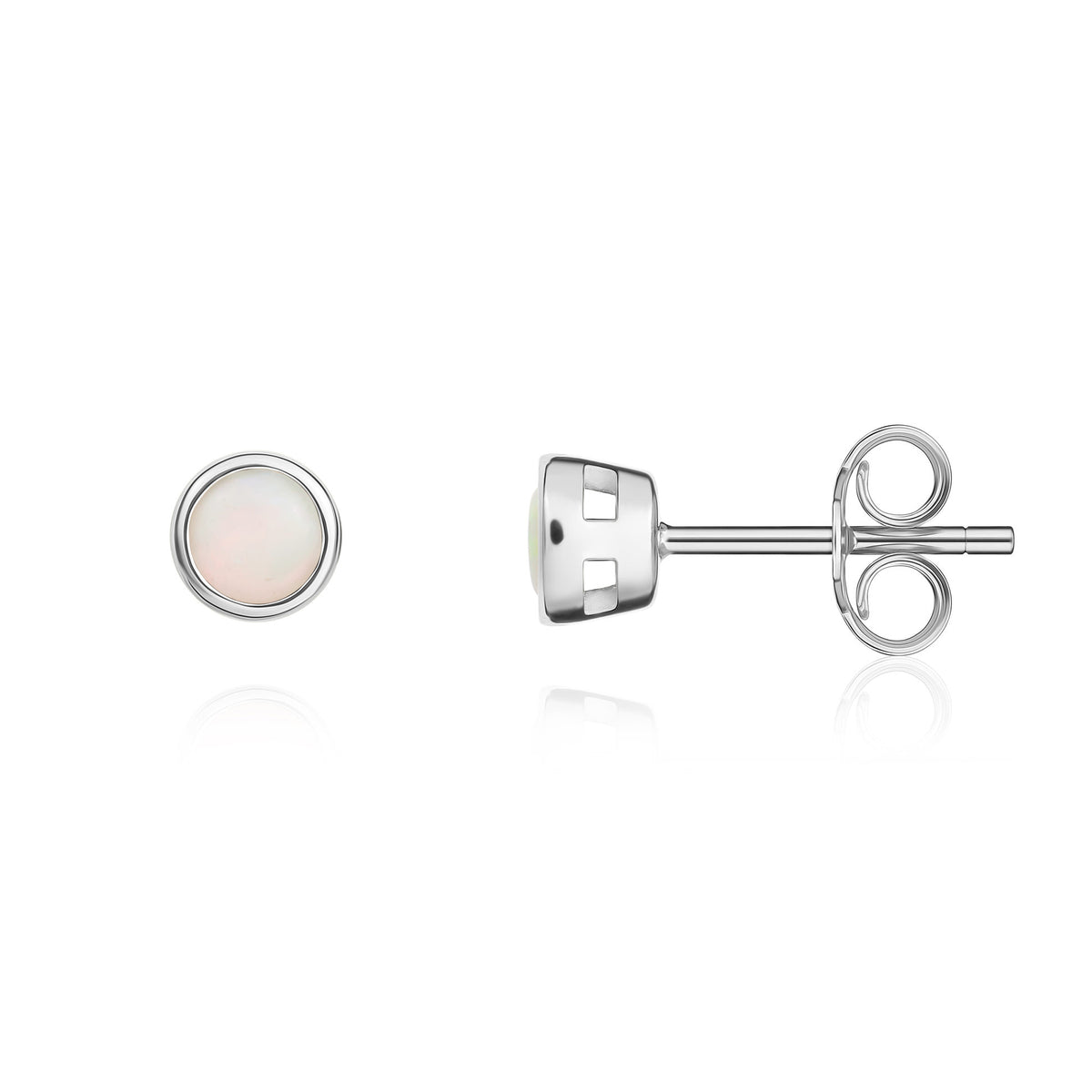 9CT WG 3MM ROUND OPAL RUBOVER EARRINGS