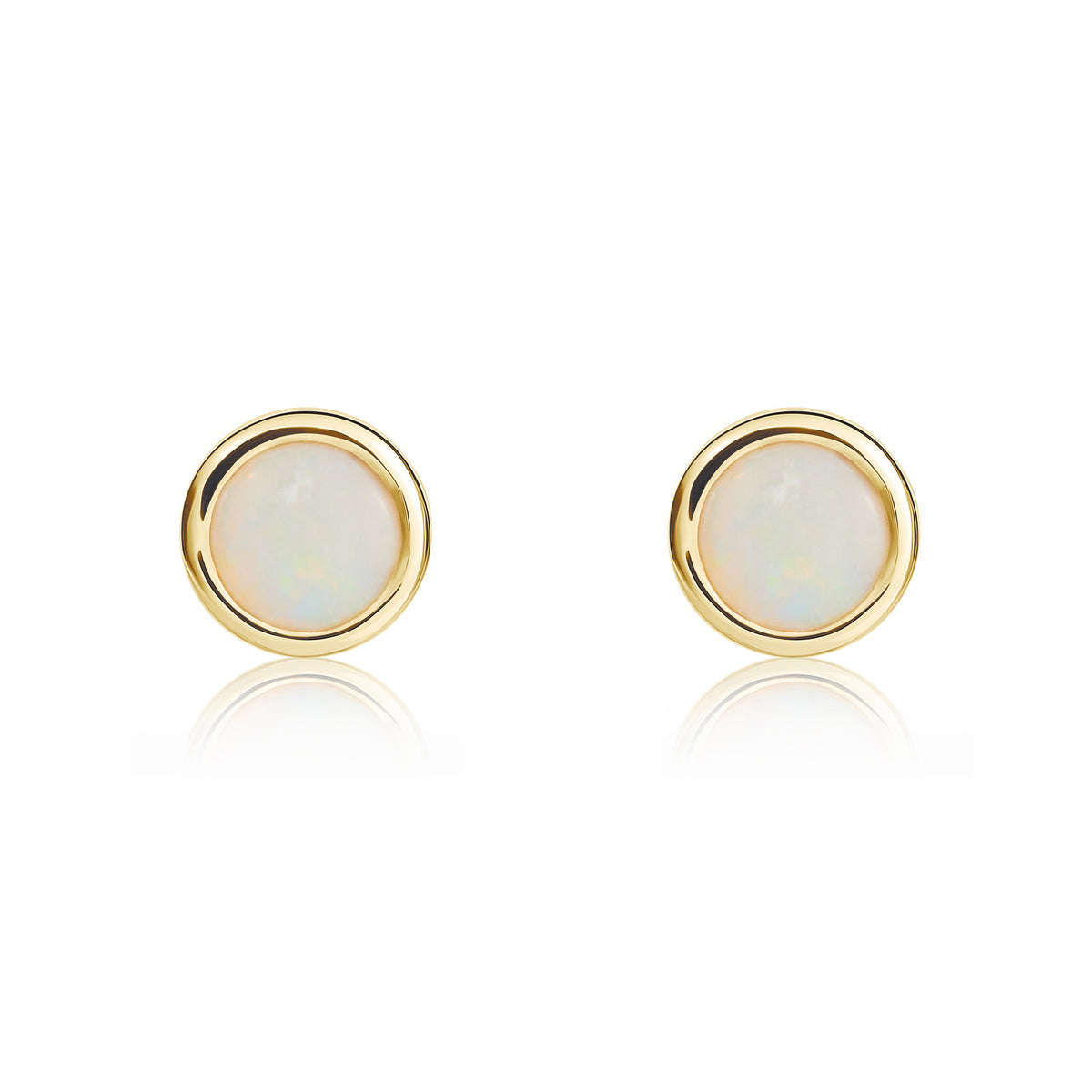 9CT YG 4MM ROUND OPAL RUBOVER STUD EARRINGS