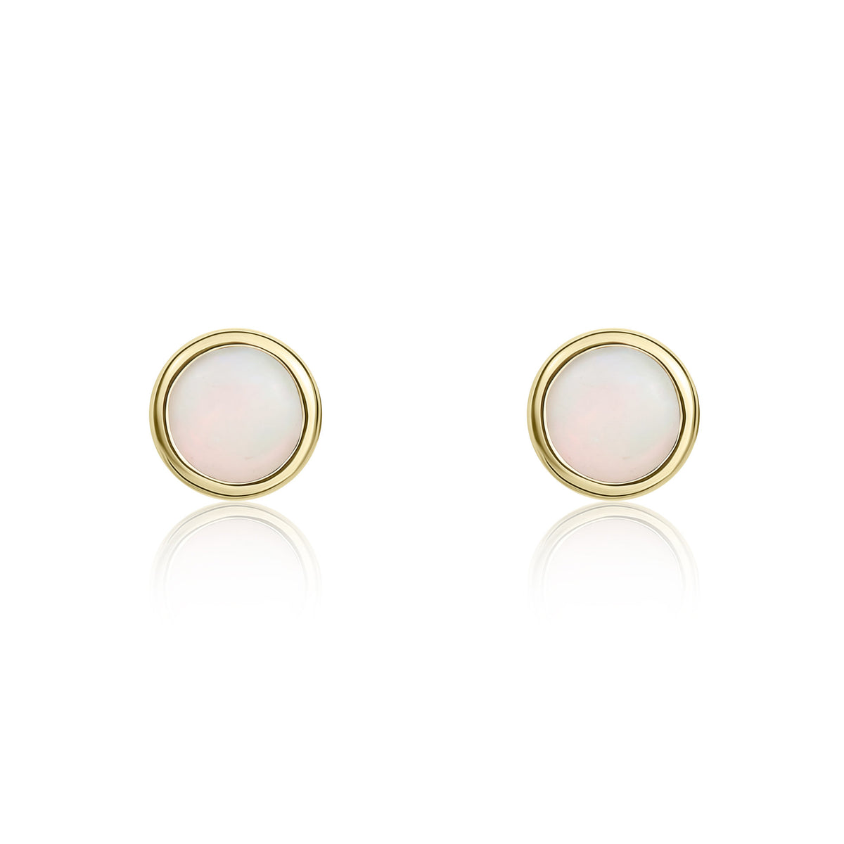 9CT YG 3MM ROUND OPAL RUBOVER STUD EARRINGS