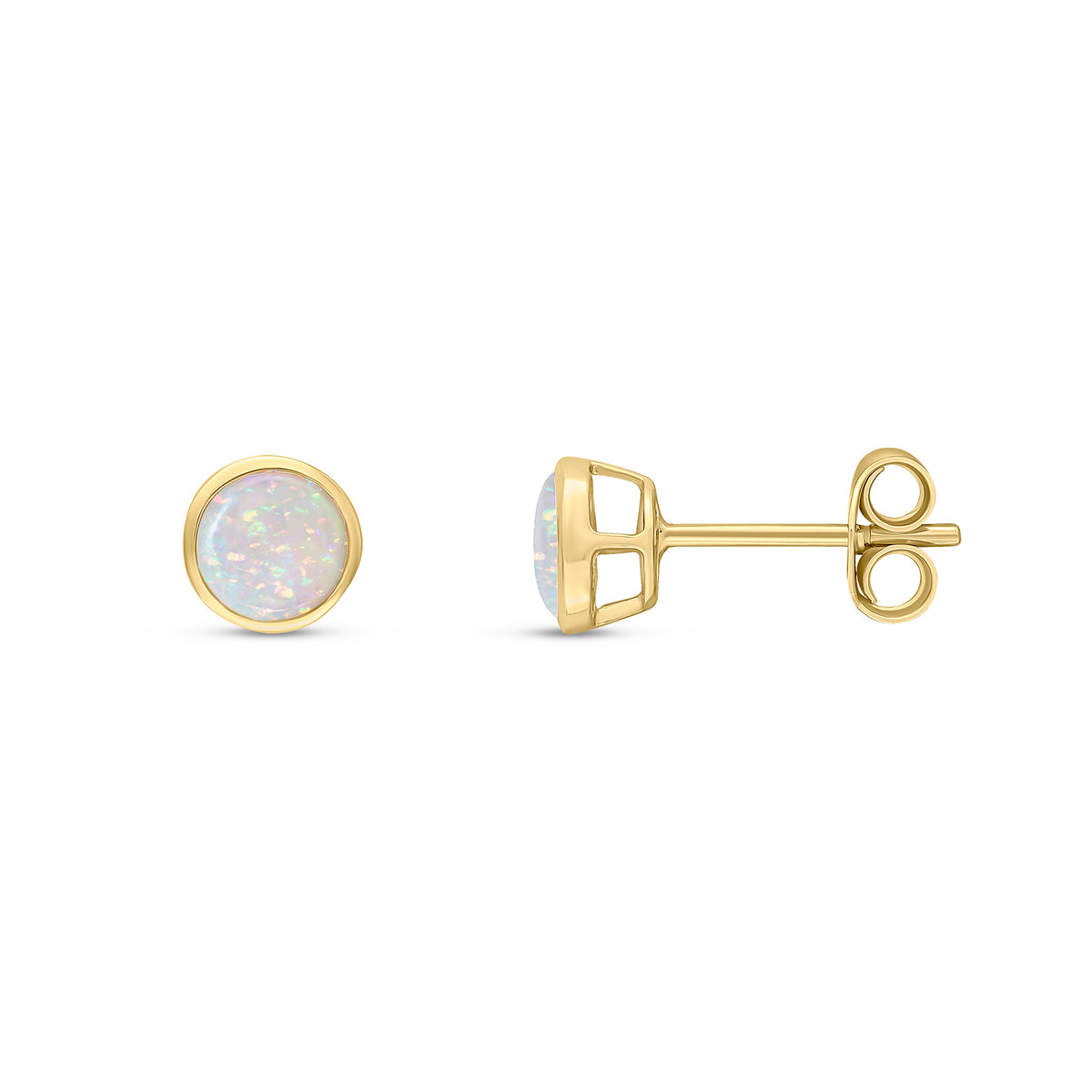 9CT YG 5MM ROUND OPAL RUBOVER STUD EARRINGS
