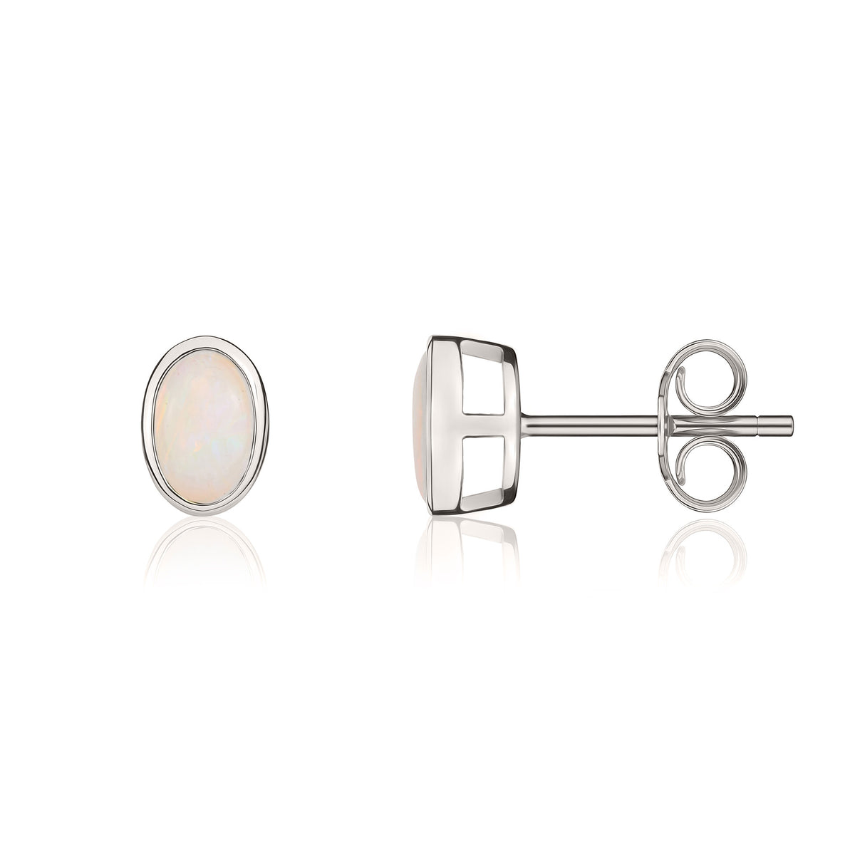 9CT WG 6X4 OVAL OPAL RUBOVER EARSTUDS