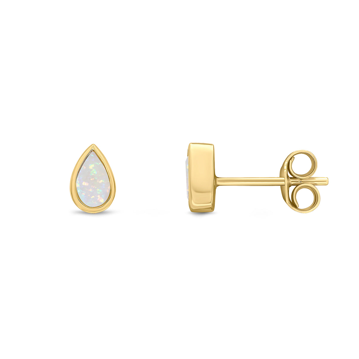 9CT YG 5X3 PEARSHAPE OPAL RUBOVER SET EARRINGS