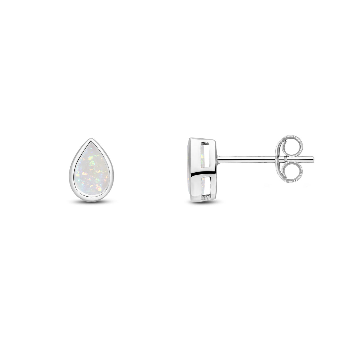 9CT WG 6X4 PEARSHAPE OPAL RUBOVER SET EARRINGS