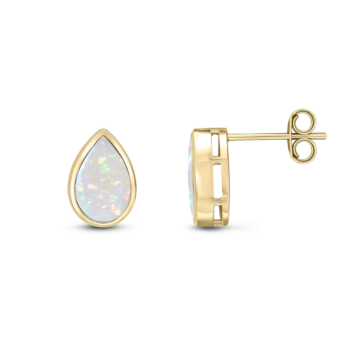 9CT YG 9X6 PEARSHAPE OPAL RUBOVER EARRINGS
