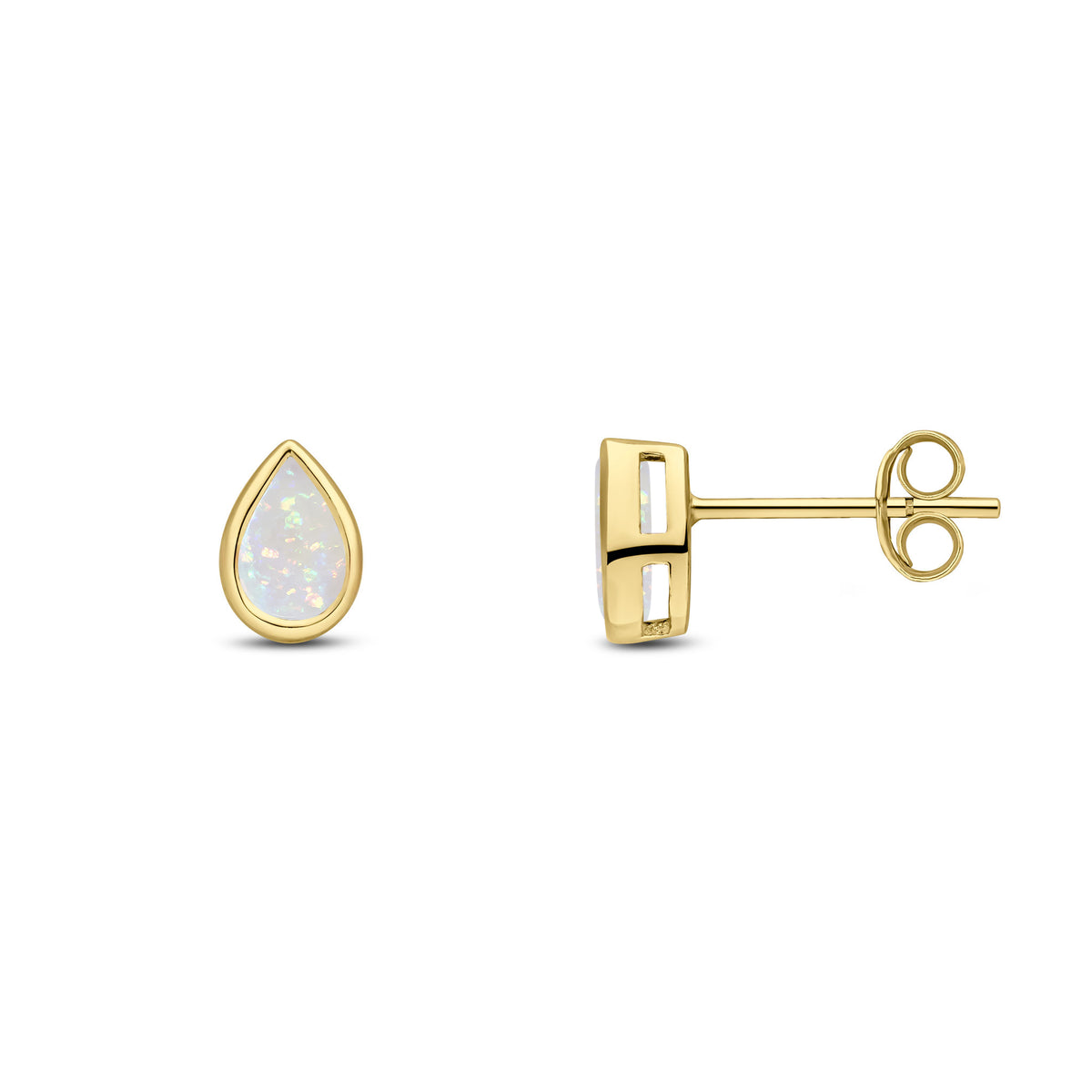 9CT YG 6X4 PEARSHAPE OPAL RUBOVER SET EARRINGS