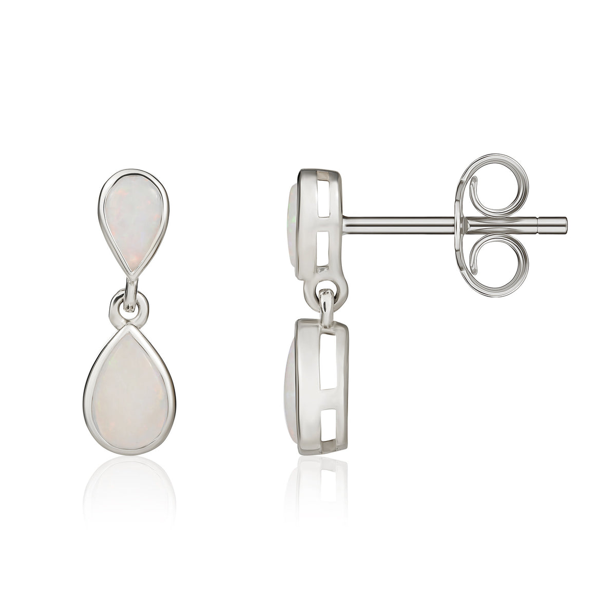 9CT WG PEARSHAPE OPAL 2 STONE RUBOVER DROP EARRINGS