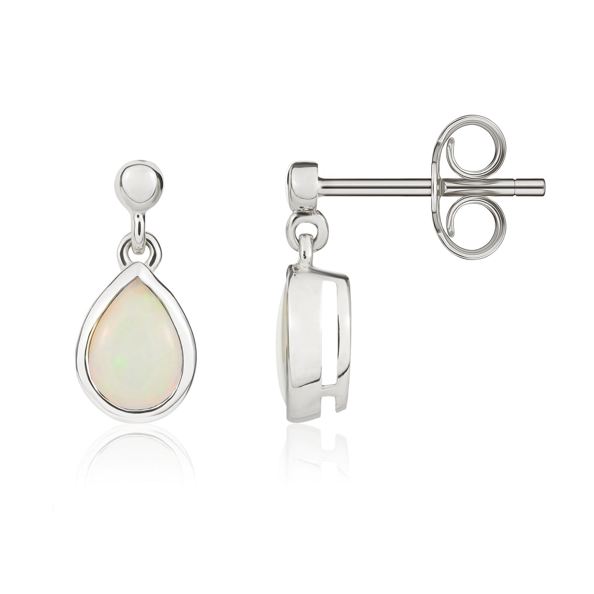 9CT WG 6X4MM PEAR OPAL RUBOVER DROP EARRINGS WITH 2.5MM BEAD TOP