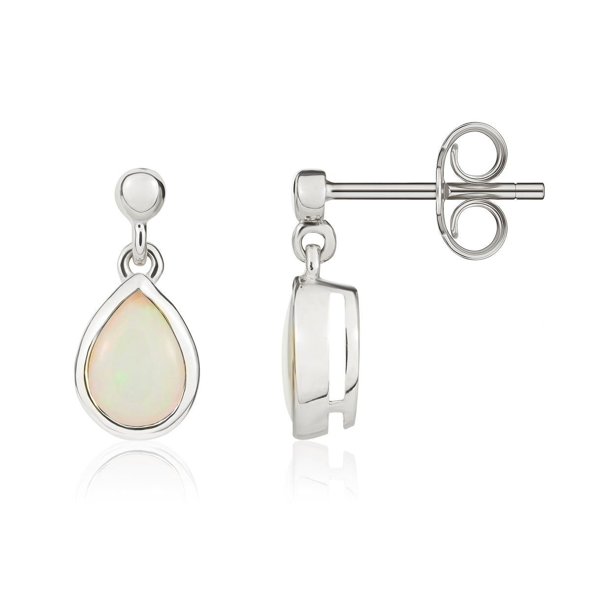9CT WG 7X5 PEARSHAPE OPAL RUBOVER DROP EARRINGS WITH BEAD TOP