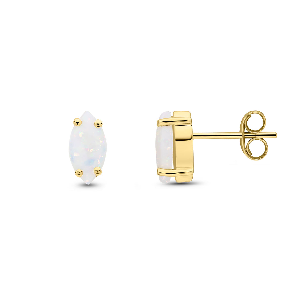 9CT YG 8X4MM MARQUISE OPAL CLAW SET EARRINGS