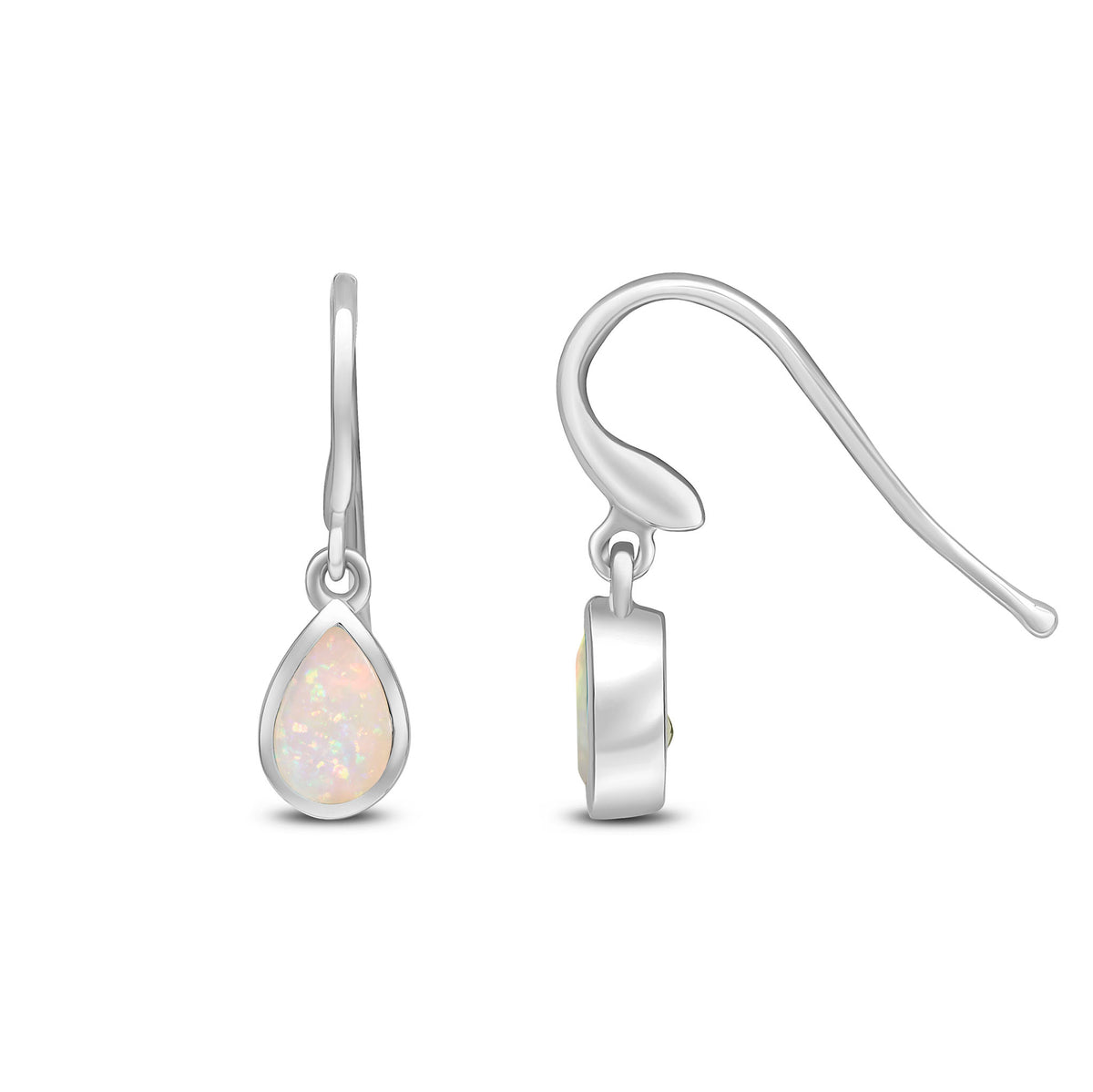 9CT WG 6X4MM PEARSHAPE OPAL RUBOVER DROP EARRINGS WITH HOOK WIRE FITTING