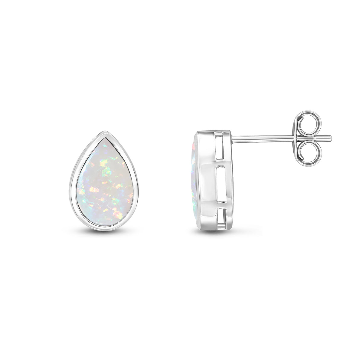 9CT WG 9X6 PEARSHAPE OPAL RUBOVER EARRINGS