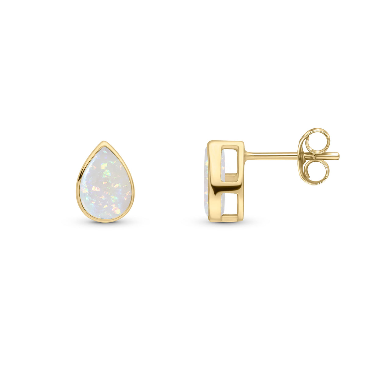 9CT YG 7X5 PEARSHAPE OPAL RUBOVER SET EARRINGS