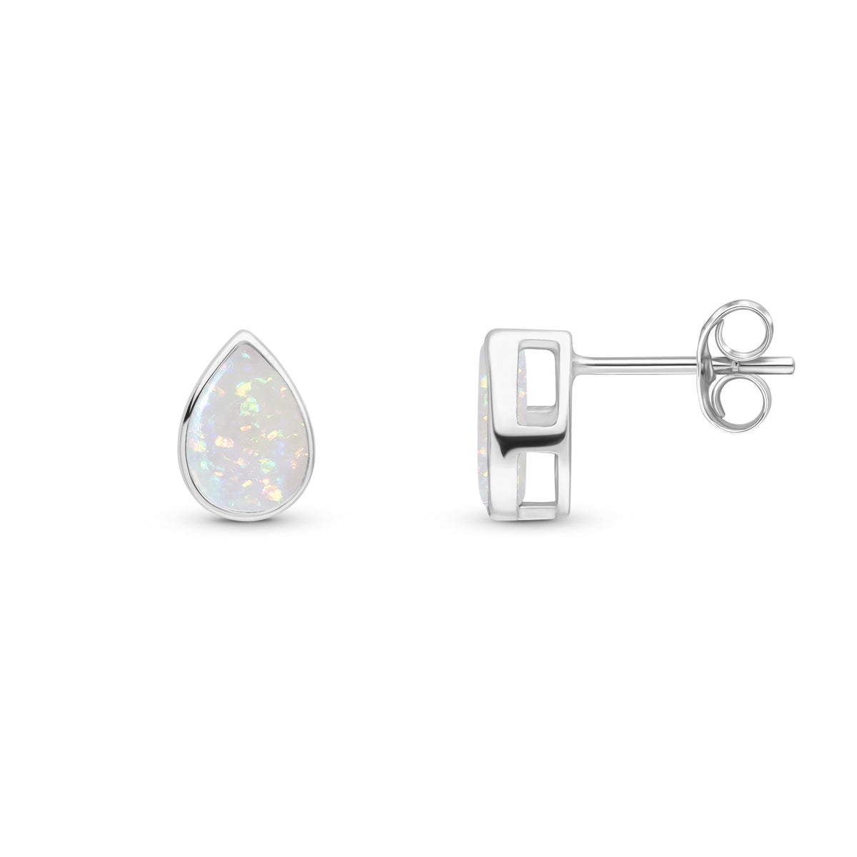 9CT WG 7X5 PEARSHAPE OPAL RUBOVER SET EARRINGS