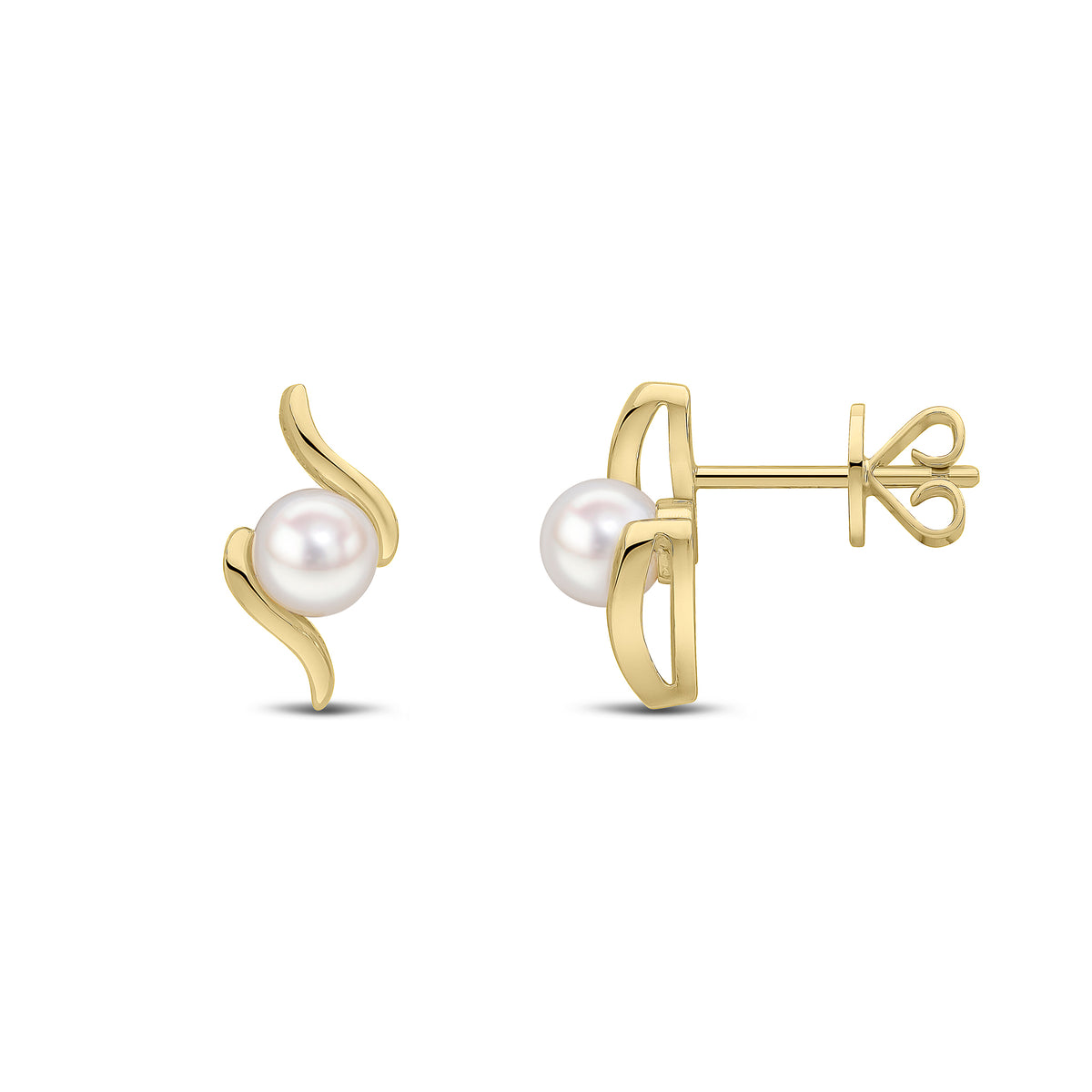9CT YG FRESHWATER PEARL TWIST EARRINGS