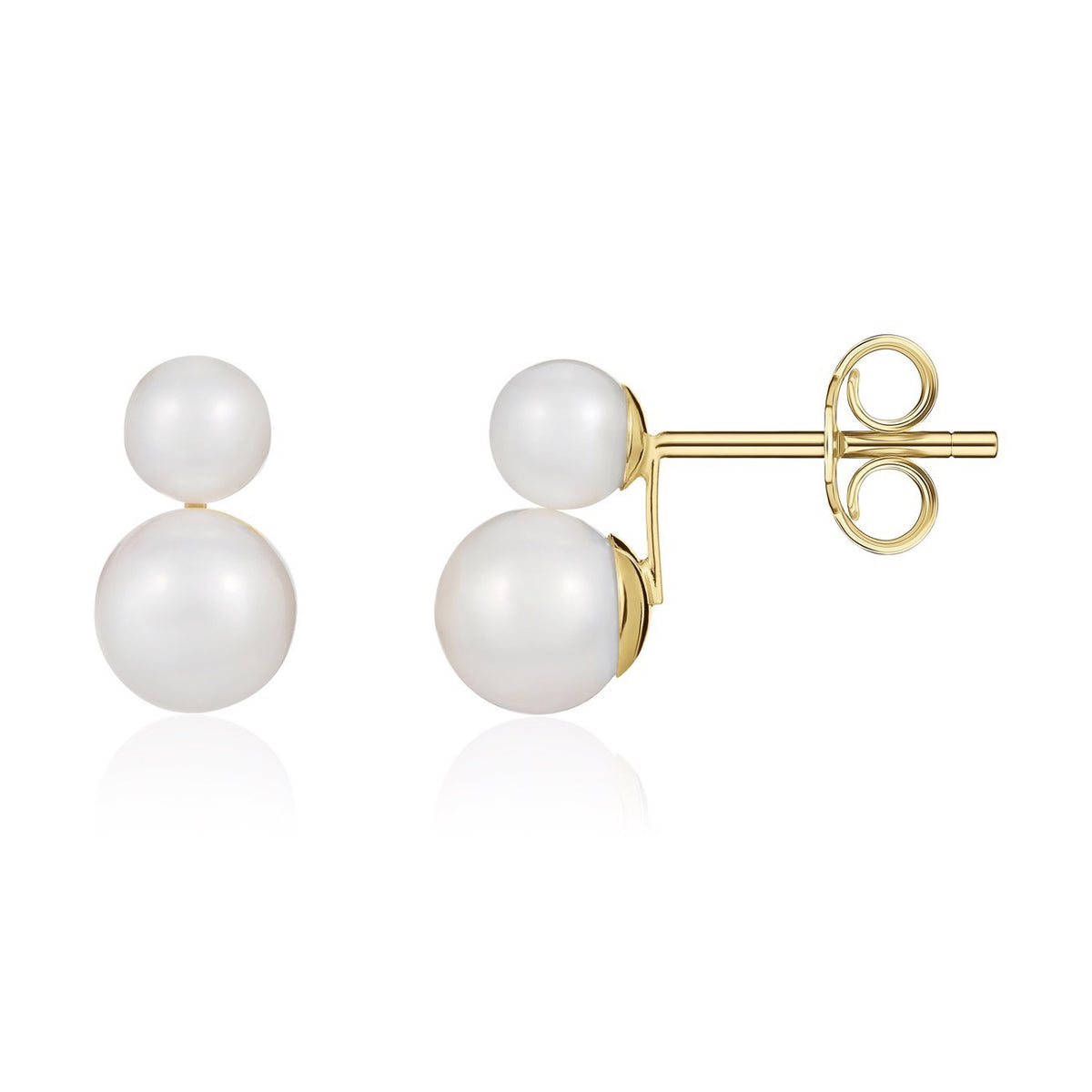 9CT YELLOW GOLD 5MM & 7MM FRESHWATER CULTURED PEARL 2ST STUD EARRINGS