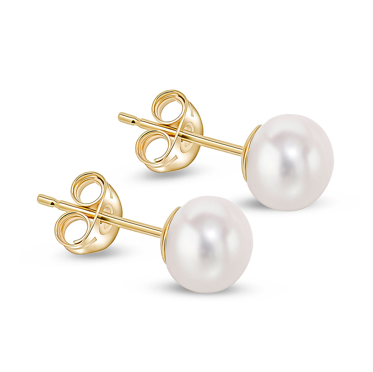 9CT YG 6.5-7MM BUTTON FRESHWATER PEARL STUDS