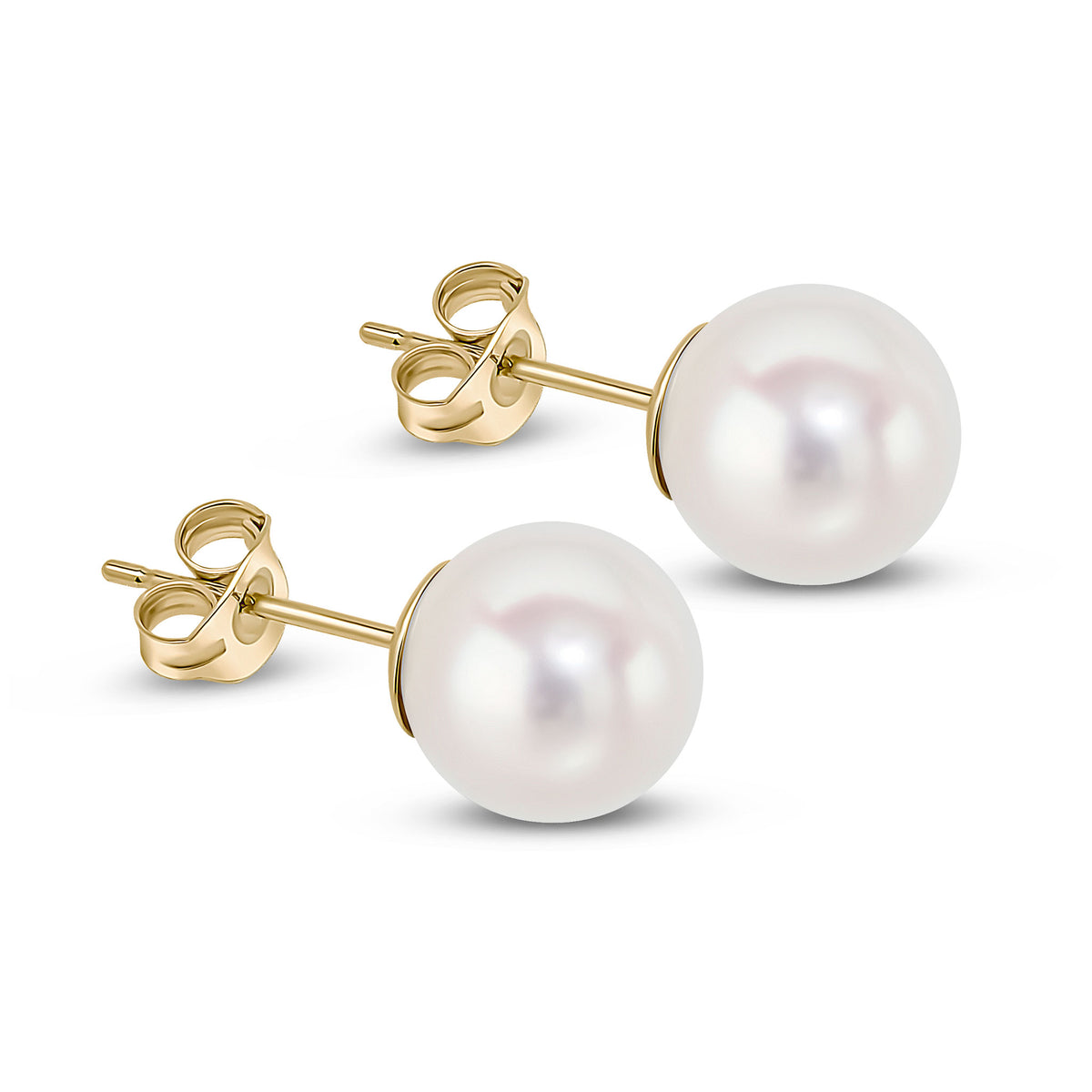 9CT YG 8-8.5MM ROUND FRESHWATER PEARL STUDS