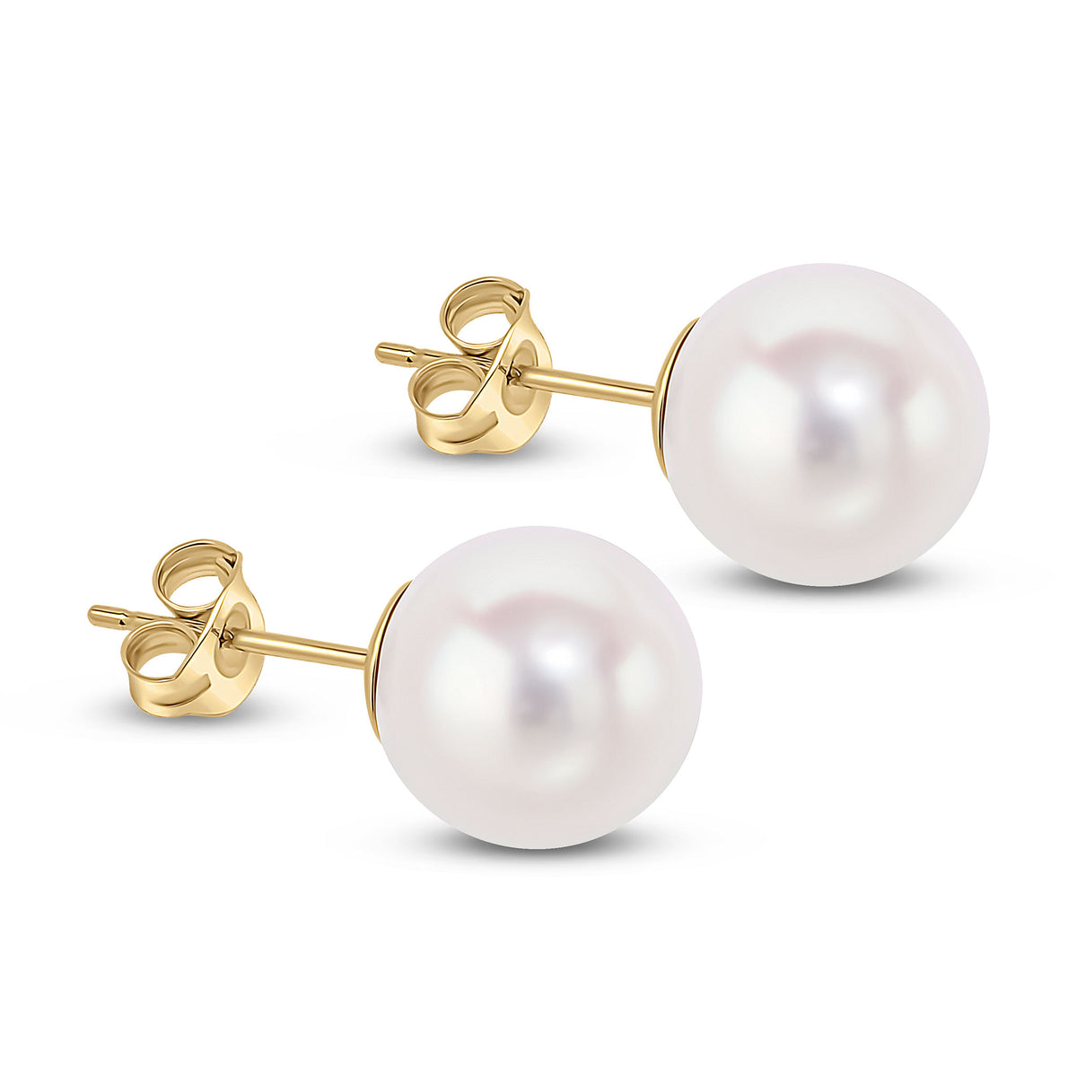 9CT YG 9-9.5MM ROUND FRESHWATER PEARL STUDS