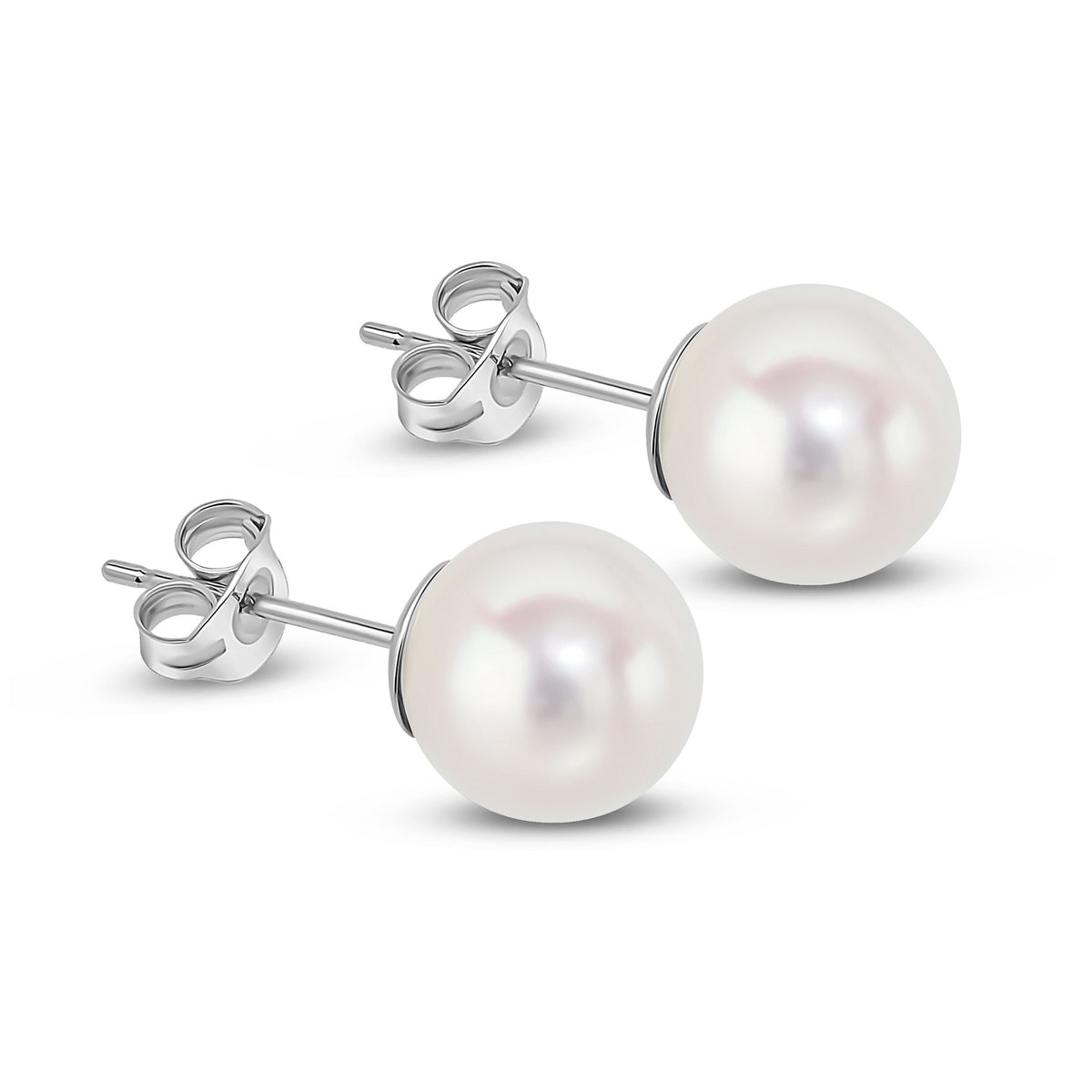 9WG 8MM FRESHWATER ROUND PEARL STUD EARRINGS