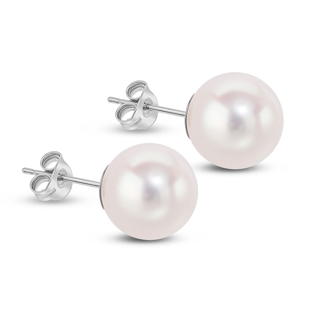 9W 10MM FRESHWATER ROUND PEARL STUD EARRINGS