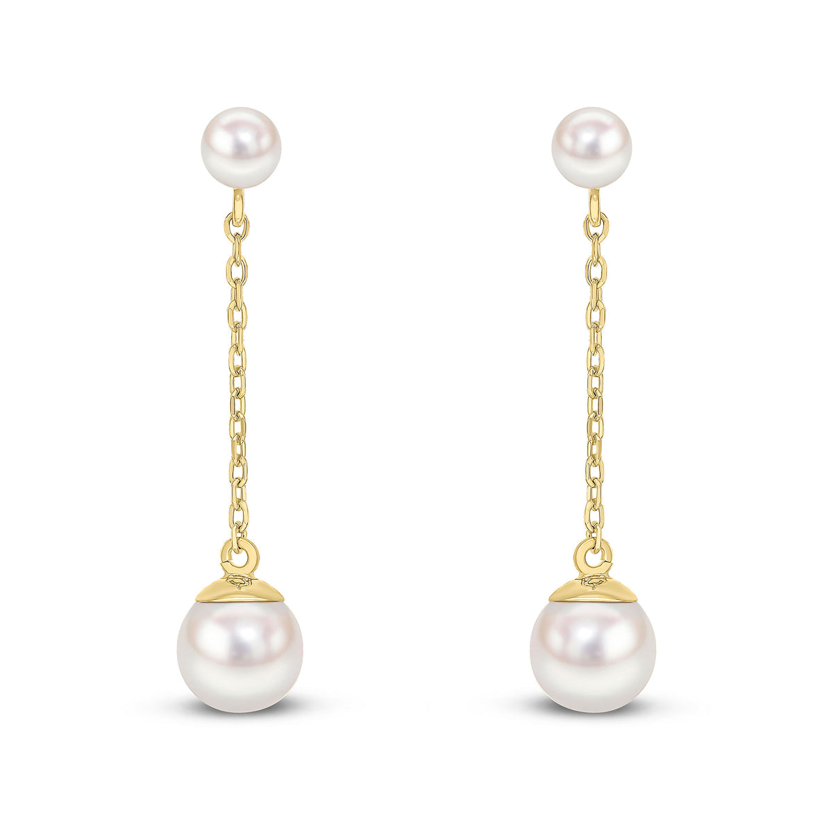 9CT YELLOW GOLD CHAIN WITH 4MM AND 6MM CULTURED FRESHWATER PEARLS DROP EARRINGS