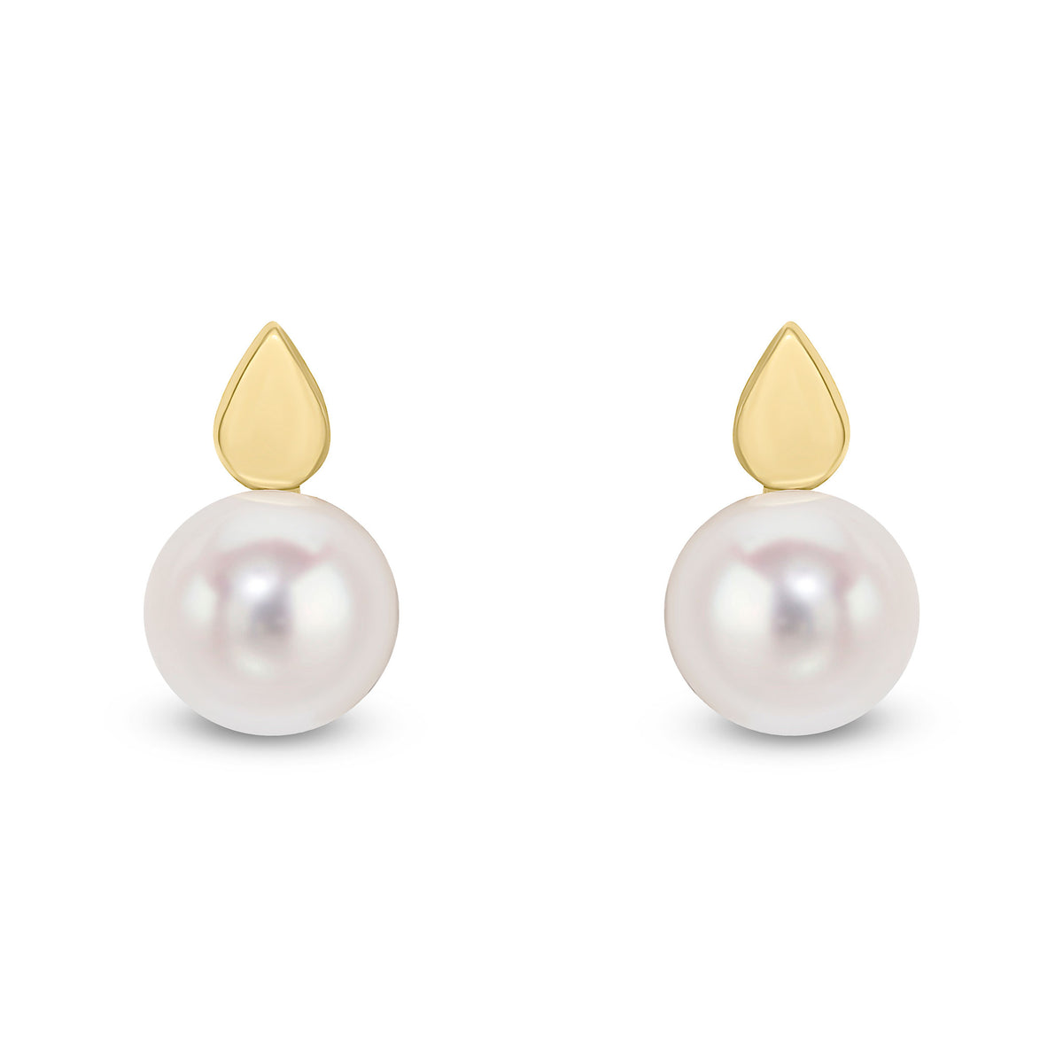 9CT YELLOW GOLD POLISHED PEARSHAPE TOP AND CULTURED FRESHWATER PEARL EARRINGS