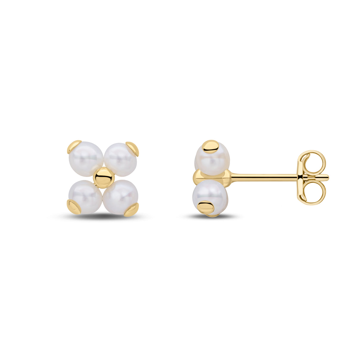 9CT YG 3.5MM CFW PEARL 4ST EARRINGS