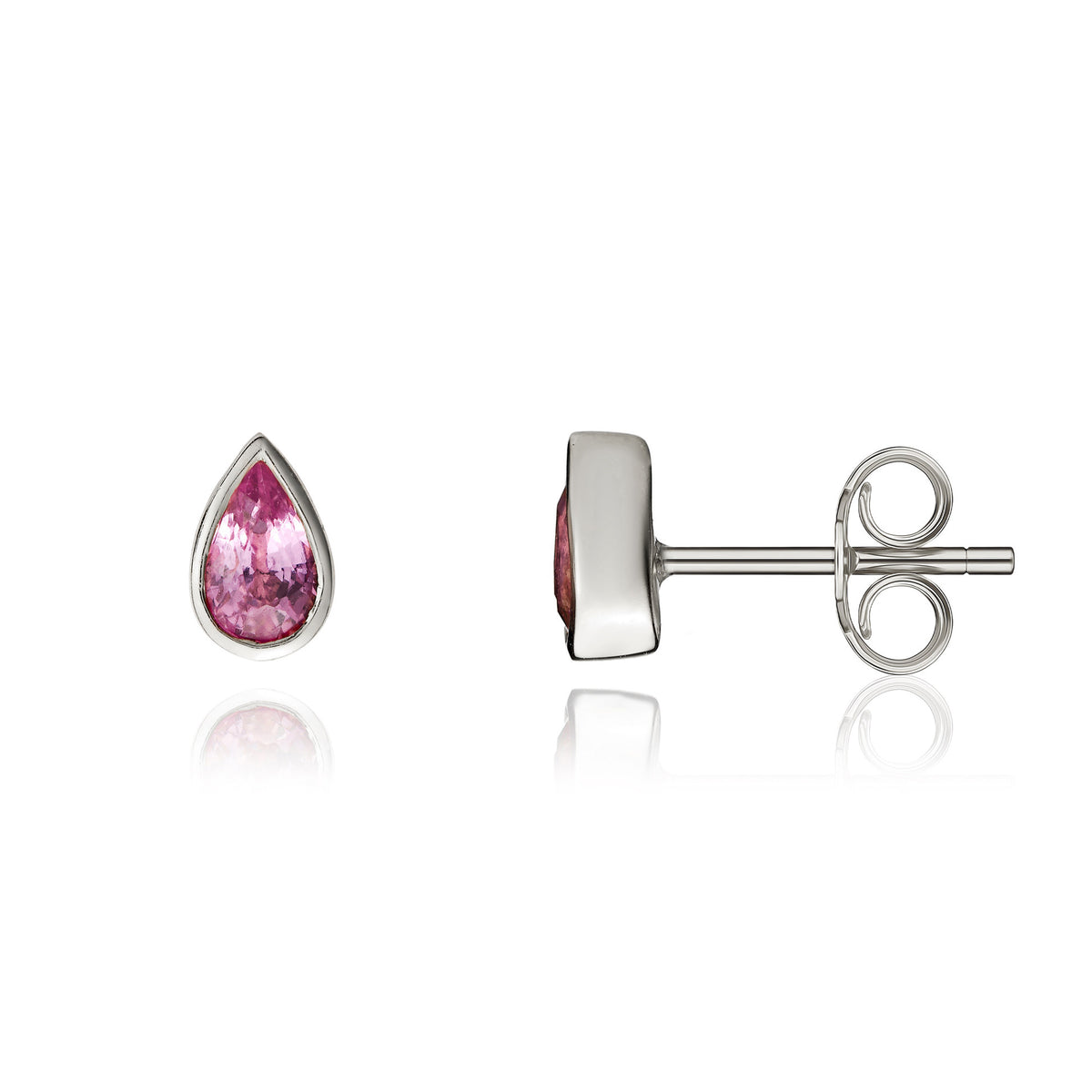 9CT WG 5X3 PEARSHAPE PINK SAPPHIRE RUBOVER SET EARRINGS