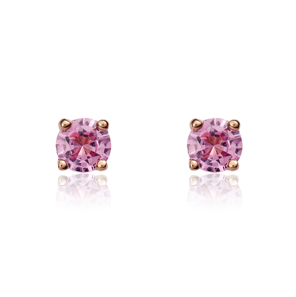 9CT RG 4MM ROUND PINK SAPPHIRE 4 CLAW EARRINGS * STONE SHORTAGE SO CAN'T ORDER *