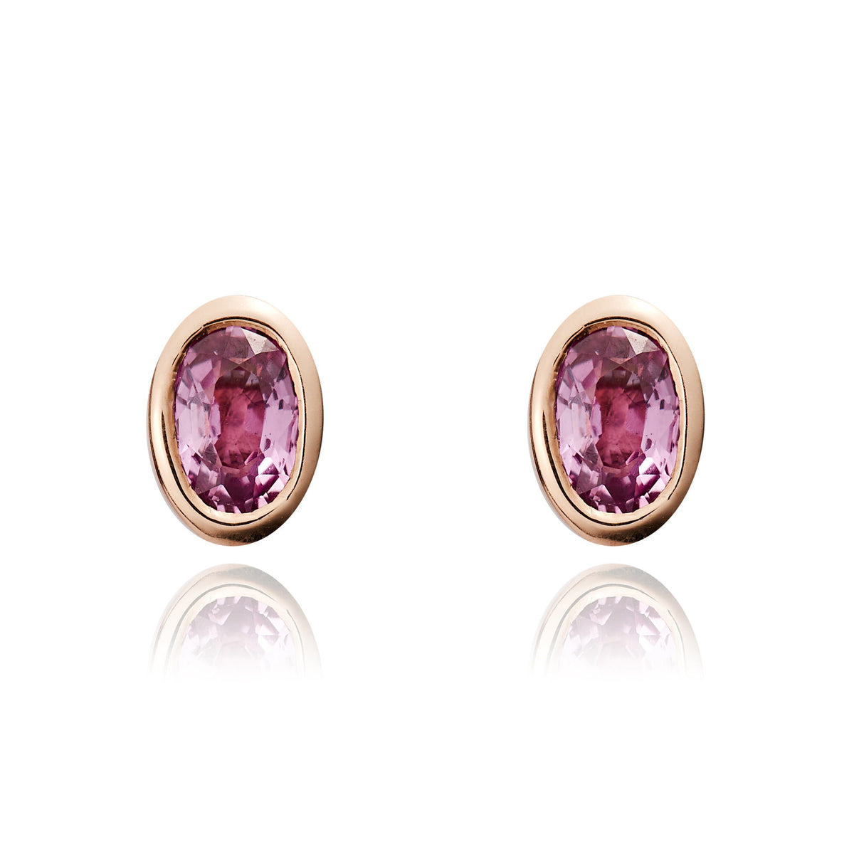 9CT RG 5X3 OVAL PINK SAPPHIRE RUBOVER STUD EARRINGS