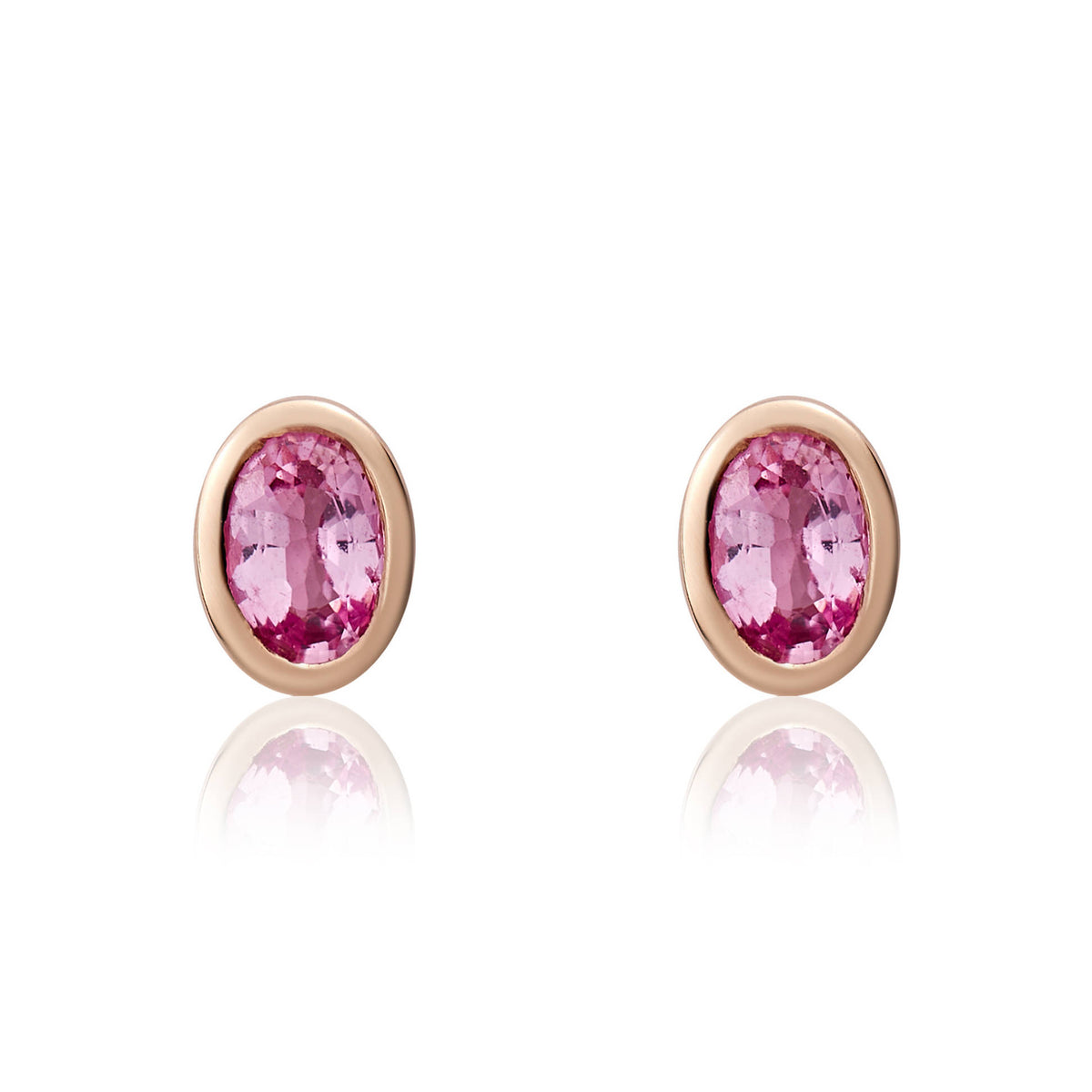 9CT RG 4X3 OVAL PINK SAPPHIRE RUBOVER SET EARRINGS