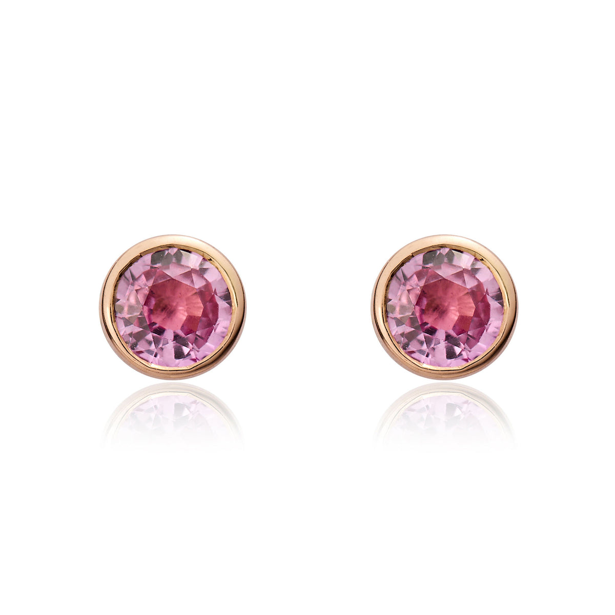 9CT RG 4MM ROUND PINK SAPPHIRE RUBOVER STUD EARRINGS * STONE SHORTAGE SO CAN'T ORDER *