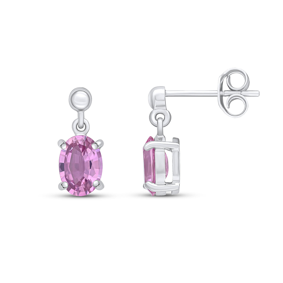 9CT WG 7X5 OVAL PINK SAPPHIRE DROPS *STONE SHORTAGE SO CAN'T ORDER*