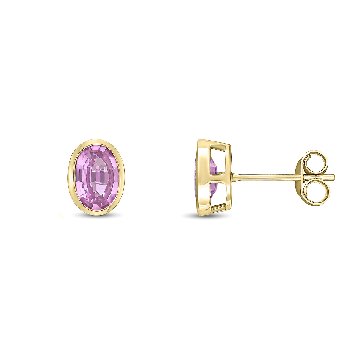 9CT YG 7X5 OVAL PINK SAPPHIRE RUBOVER EARSTUDS  * STONE SHORTAGE SO CAN'T ORDER *