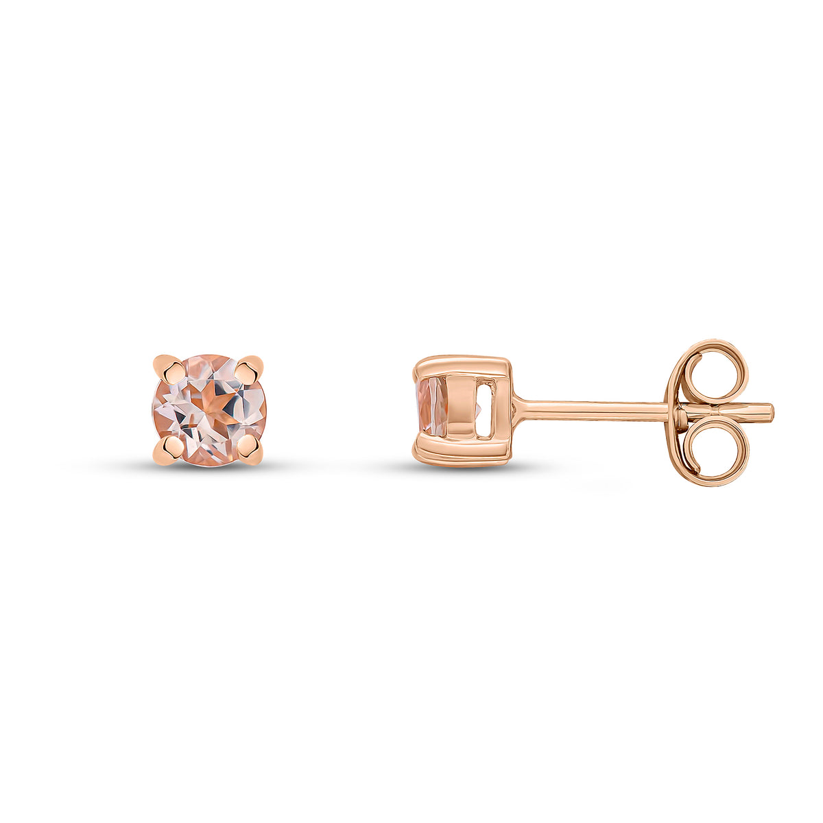 9CT RG 4MM ROUND MORGANITE 4 CLAW EARRINGS