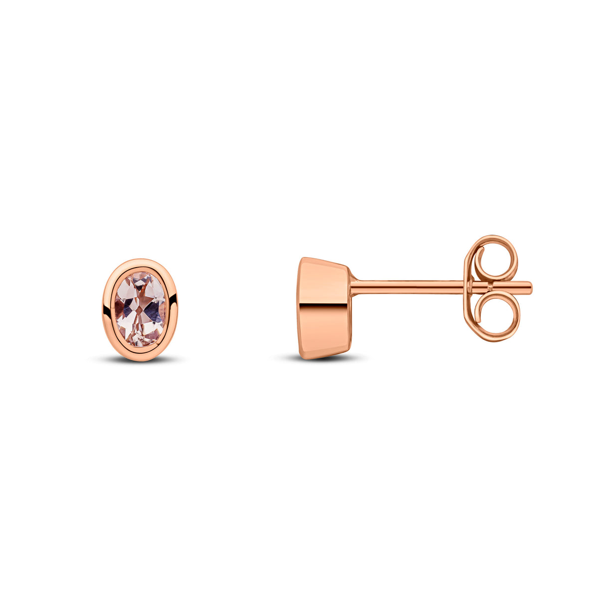 9CT RG 5X3 OVAL MORGANITE RUBOVER EARRINGS