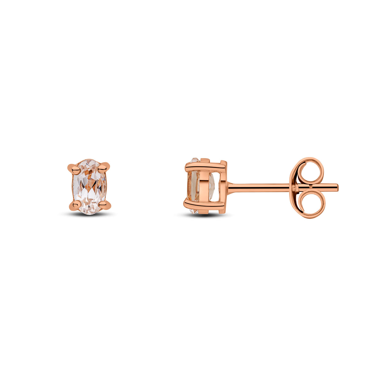 9CT RG 5X3 OVAL MORGANITE CLAW SET EARRINGS