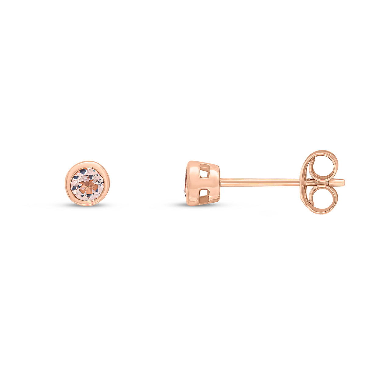 9CT RG 3MM ROUND MORGANITE RUBOVER EARRINGS