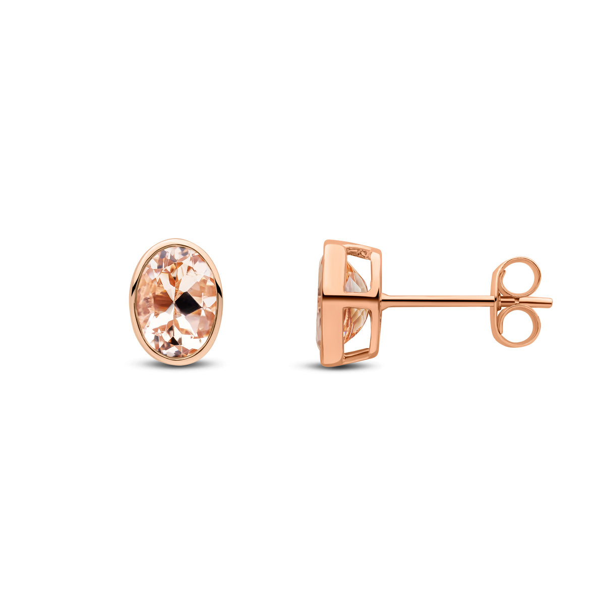 9CT RG 7X5 OVAL MORGANITE RUBOVER EARSTUDS