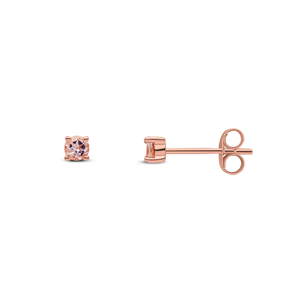 9CT RG 3MM MORGANITE 4 CLAW STUD EARRINGS