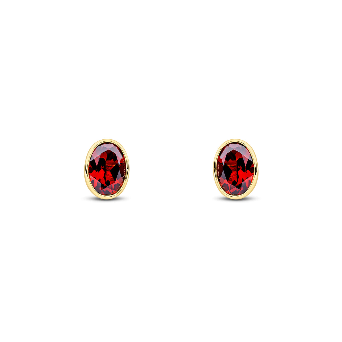 9CT YG 7X5 OVAL GARNET RUBOVER EARSTUDS
